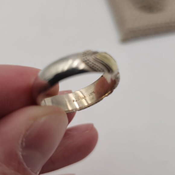 Size 9.75 Sterling Silver & 18kt Gold Unique Pattern Ring A2105 - Picture 5 of 8